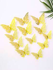 12 piezas papel con mariposa moderno 3d con abertura Pegatina de mariposa para casa