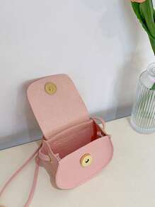 1入組女孩車縫線細節翻蓋馬鞍包 - 粉色 - 查看 2
