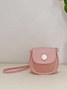 1入組女孩車縫線細節翻蓋馬鞍包 - 粉色 - 查看 3