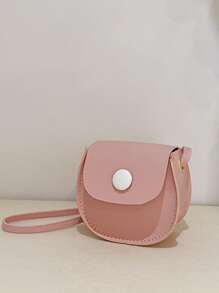 1入組女孩車縫線細節翻蓋馬鞍包 - 粉色 - 查看 4