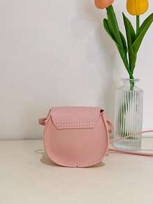 1入組女孩車縫線細節翻蓋馬鞍包 - 粉色 - 查看 5