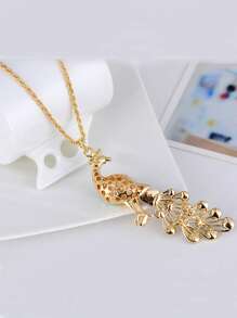 Rhinestone Peacock Pendant Necklace
