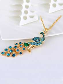 Rhinestone Peacock Pendant Necklace