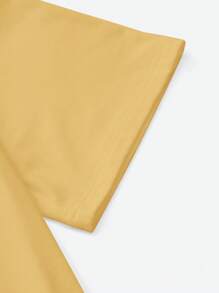 GIMETZCO Figure & Slogan Graphic Drop Shoulder Oversize Tee - Yellow - View 4