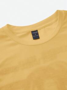 GIMETZCO Figure & Slogan Graphic Drop Shoulder Oversize Tee - Yellow - View 5