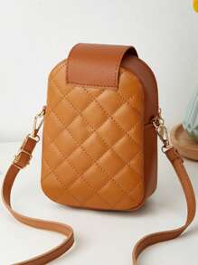 1入組女孩車縫線細節PU皮革方包 - 棕色 - 查看 6