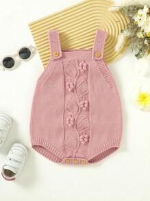 Baby 1pc Patched Knit Bodysuit - Pink - View 3