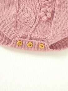 Baby 1pc Patched Knit Bodysuit - Pink - View 4