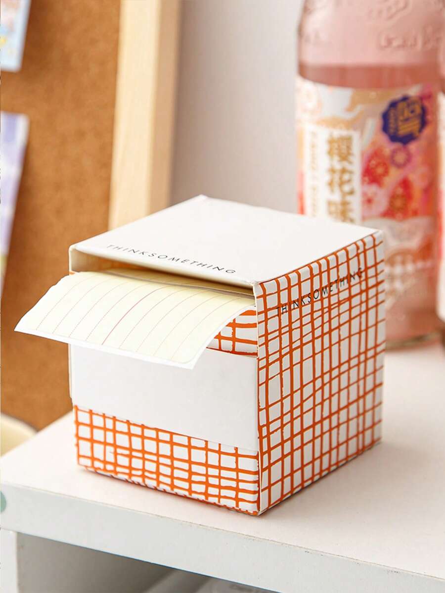 1box Line Pattern Sticky Note, Simple Multi-purpose Easy To Post Writable Sticky Note For School Student, Office - Coral Orange - View 1