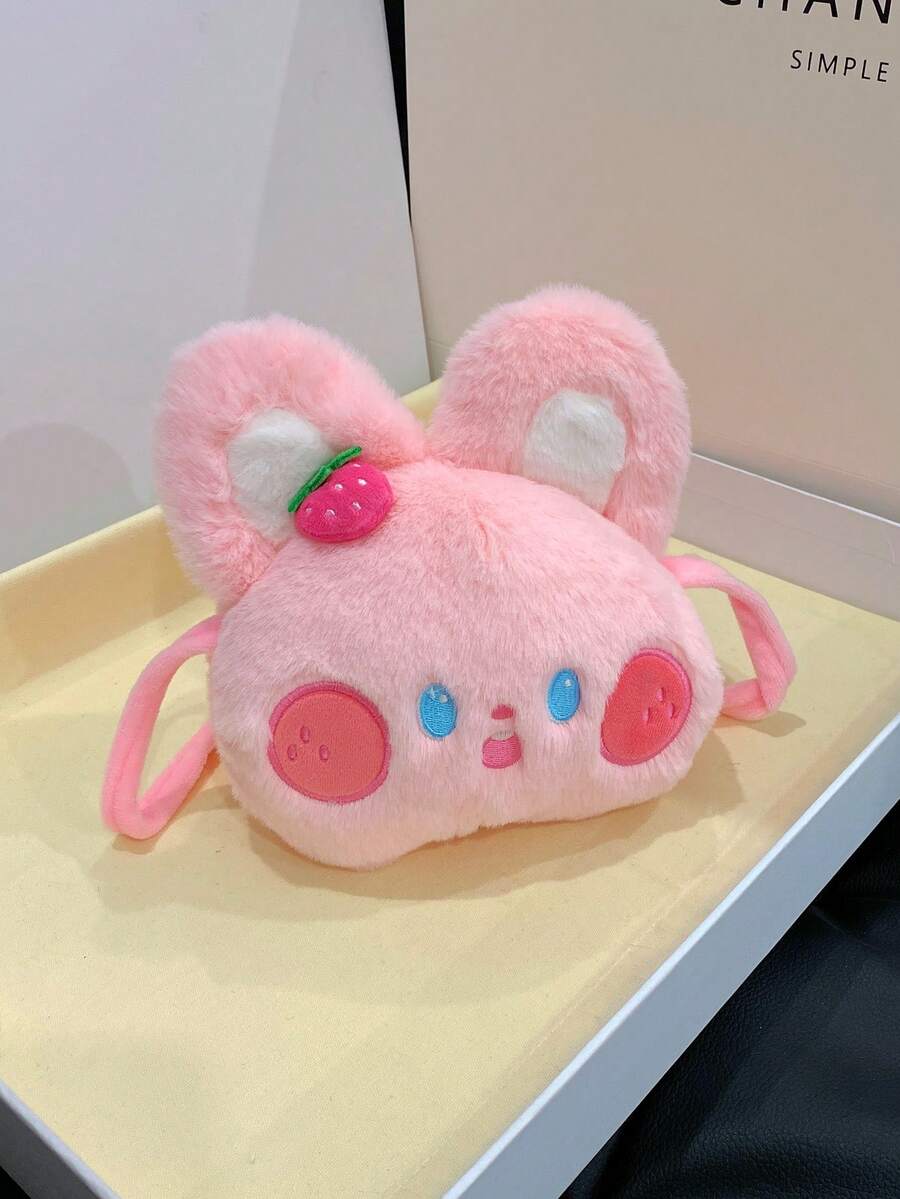 Chicas Bolsa creativa con diseño de conejo de dibujos animados fresa adorno mullido poliéster dulce - Rosa - Ver 1