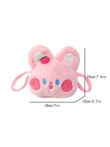 Chicas Bolsa creativa con diseño de conejo de dibujos animados fresa adorno mullido poliéster dulce - Rosa - Ver 3