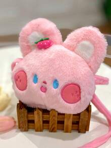 Chicas Bolsa creativa con diseño de conejo de dibujos animados fresa adorno mullido poliéster dulce - Rosa - Ver 6