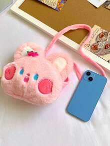 Chicas Bolsa creativa con diseño de conejo de dibujos animados fresa adorno mullido poliéster dulce - Rosa - Ver 7