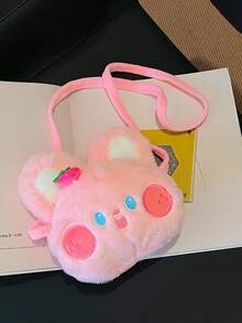 Chicas Bolsa creativa con diseño de conejo de dibujos animados fresa adorno mullido poliéster dulce - Rosa - Ver 8