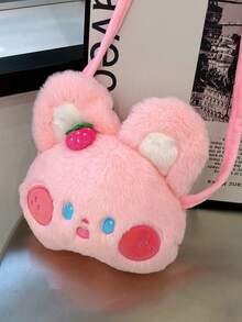 Chicas Bolsa creativa con diseño de conejo de dibujos animados fresa adorno mullido poliéster dulce - Rosa - Ver 11