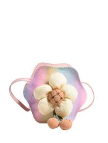 女孩漸層花朵裝飾PU皮革拉鍊時尚包