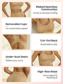 Lifespree Seamless High Stretch Sports Set - Brown - View 3