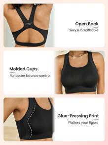 Lifespree Letter Graphic Backless Sports Bra