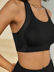 Lifespree Letter Graphic Backless Sports Bra
