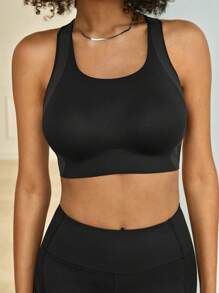 Lifespree Letter Graphic Backless Sports Bra