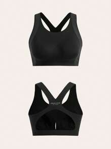 Lifespree Letter Graphic Backless Sports Bra