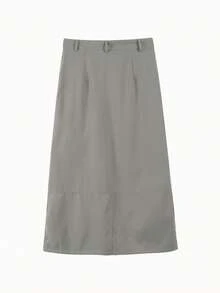 Falda unicolor con cordón lateral bajo con abertura - Gris Claro - Ver 2