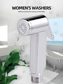 1pc ABS Shower Head, Minimalist Handheld Shower Sprinkler For Bathroom - Silver - View 1