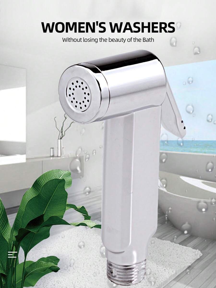 1pc ABS Shower Head, Minimalist Handheld Shower Sprinkler For Bathroom - Silver - View 1
