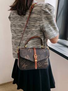 字母圖案方包搭扣裝飾小 - 彩色 - 查看 2