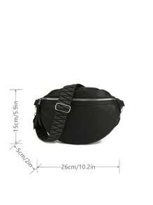 Litchi Embossed Fanny Pack Medium Zipper Black - Black - View 3