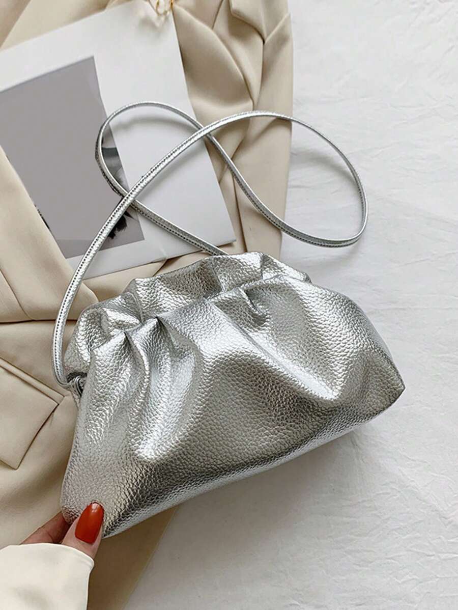 Túi Xếp Xếp Tối Giản Kim Loại Nhỏ Funky Pu - Bạc - Xem 1