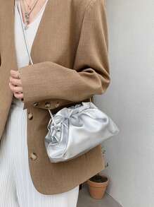 Túi Xếp Xếp Tối Giản Kim Loại Nhỏ Funky Pu - Bạc - Xem 2