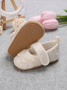 Baby Girls Floral Embroidered Mary Jane Flats For Outdoor - Beige - View 2