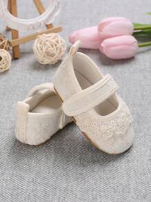 Baby Girls Floral Embroidered Mary Jane Flats For Outdoor - Beige - View 4