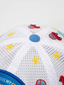 1入組兒童車刺繡網紗拼接棒球帽適用於日常生活 - 藍色 - 查看 5