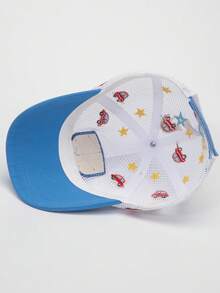 1入組兒童車刺繡網紗拼接棒球帽適用於日常生活 - 藍色 - 查看 7