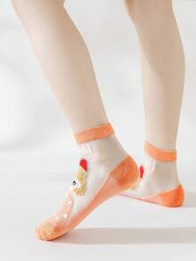 5 Đôi Tất Cho Bé Gái Chữ & Hình Hoạt Hình Đồ Họa Vớ Mắt Cá Chân Cho Cuộc Sống Hàng Ngày - Nhiều màu - Xem 2