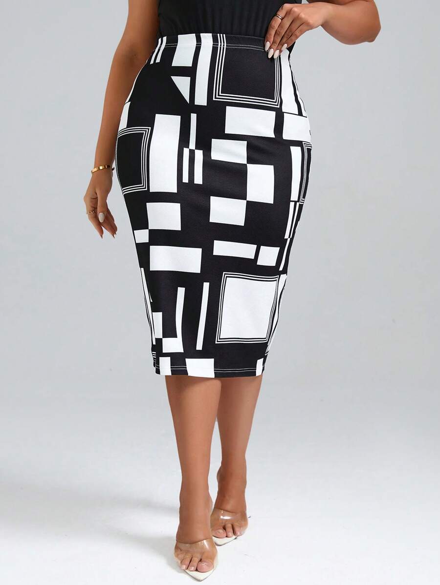 SHEIN Clasi Falda de lápiz con estampado geométrico