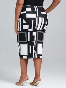 SHEIN Clasi Falda de lápiz con estampado geométrico