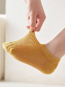 5雙女孩素色休閒船襪適用於日常生活 - 彩色 - 查看 2