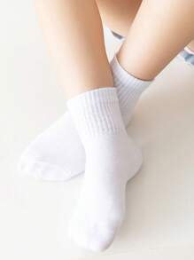 Niños 5 pares Calcetines de tripulación unicolor para verano