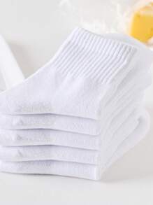 Niños 5 pares Calcetines de tripulación unicolor para verano