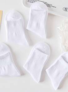 Niños 5 pares Calcetines de tripulación unicolor para verano
