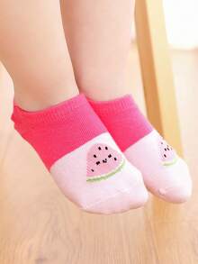 5雙兒童卡通水果圖案可愛船襪適合春天和夏天 - 彩色 - 查看 3