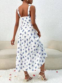 GENKIRA Đầm Viên lá sen Hoa Boho - Xanh và trắng - Xem 2