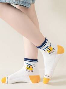 5 Paar atmungsaktive Mesh Socken für Jungen mit Cartoon Technik Fahrzeugen für den Schulanfang - Verschiedenfarbig - Übersicht 2