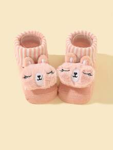 1對嬰兒兔子裝飾舒服可愛學步襪適用於日常生活 - 粉色 - 查看 3