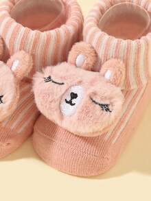 1對嬰兒兔子裝飾舒服可愛學步襪適用於日常生活 - 粉色 - 查看 4