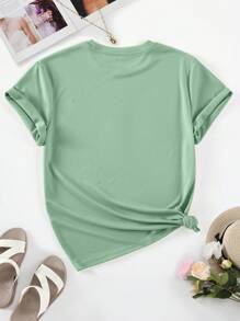 INAWLY Camiseta con estampado floral con letra - verde menta - Ver 2