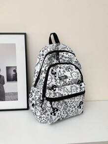 22L Không thấm nước Đồ họa Hoạt hình Ba lô máy tính xách tay Trung bình Dây kéo Sẵn sàng - màu đen - Xem 1